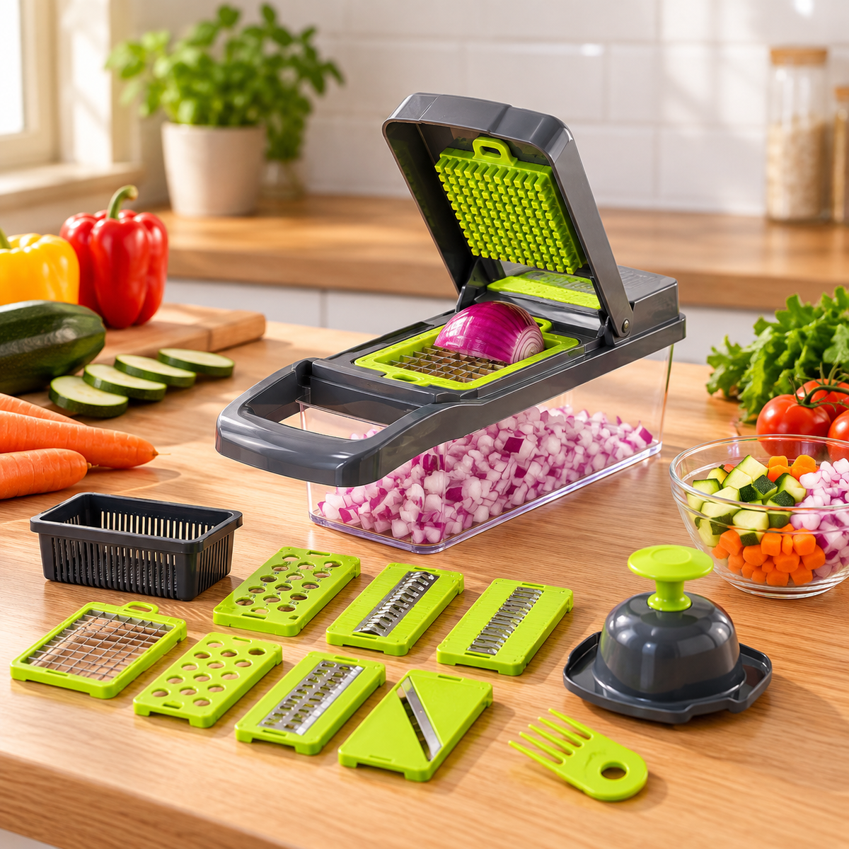 5-in-1 Vegetable Cutter – Slicer, Dicer & Grater