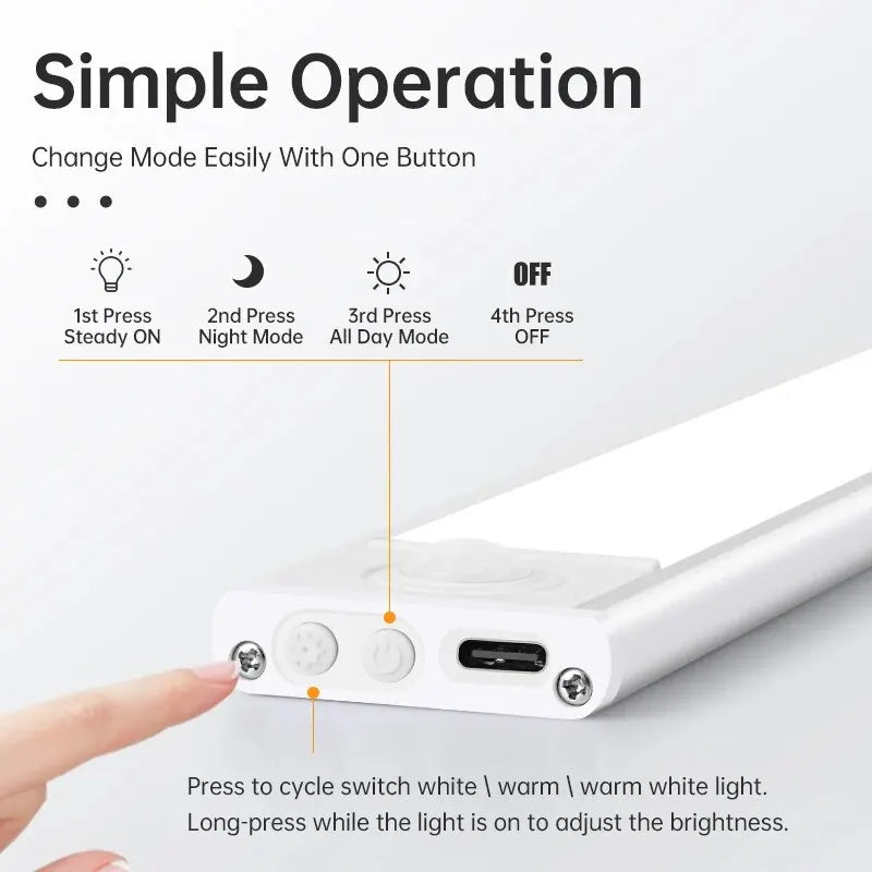 LED Motion Sensor Light – USB Rechargeable Under-Cabinet Light