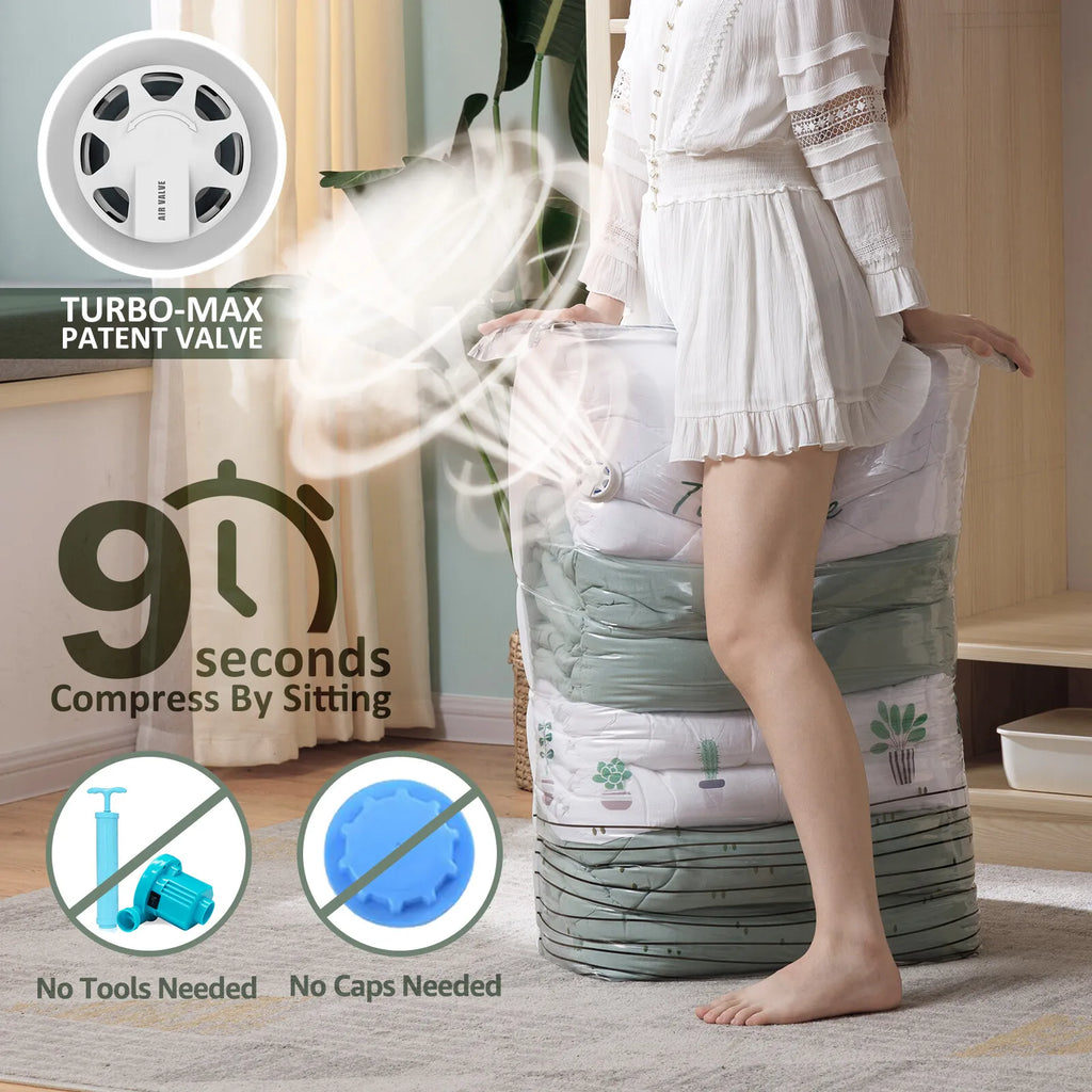 Cubic Compression Storage Bags – No Pump Required.