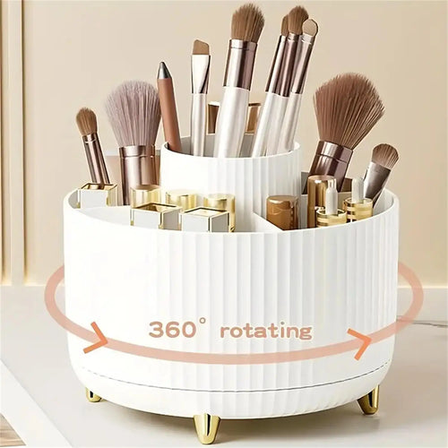 360° Rotating Makeup Organizer – 5 Compartment Storage
