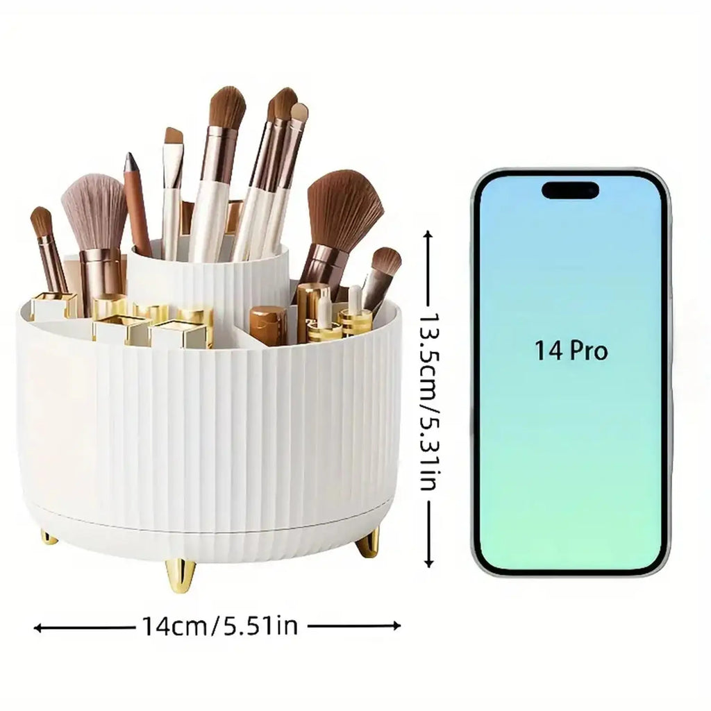 360° Rotating Makeup Organizer – 5 Compartment Storage
