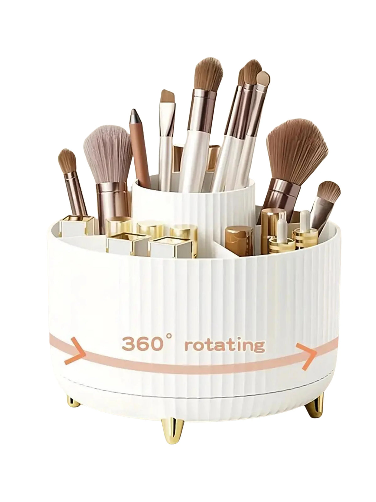 360° Rotating Makeup Organizer – 5 Compartment Storage