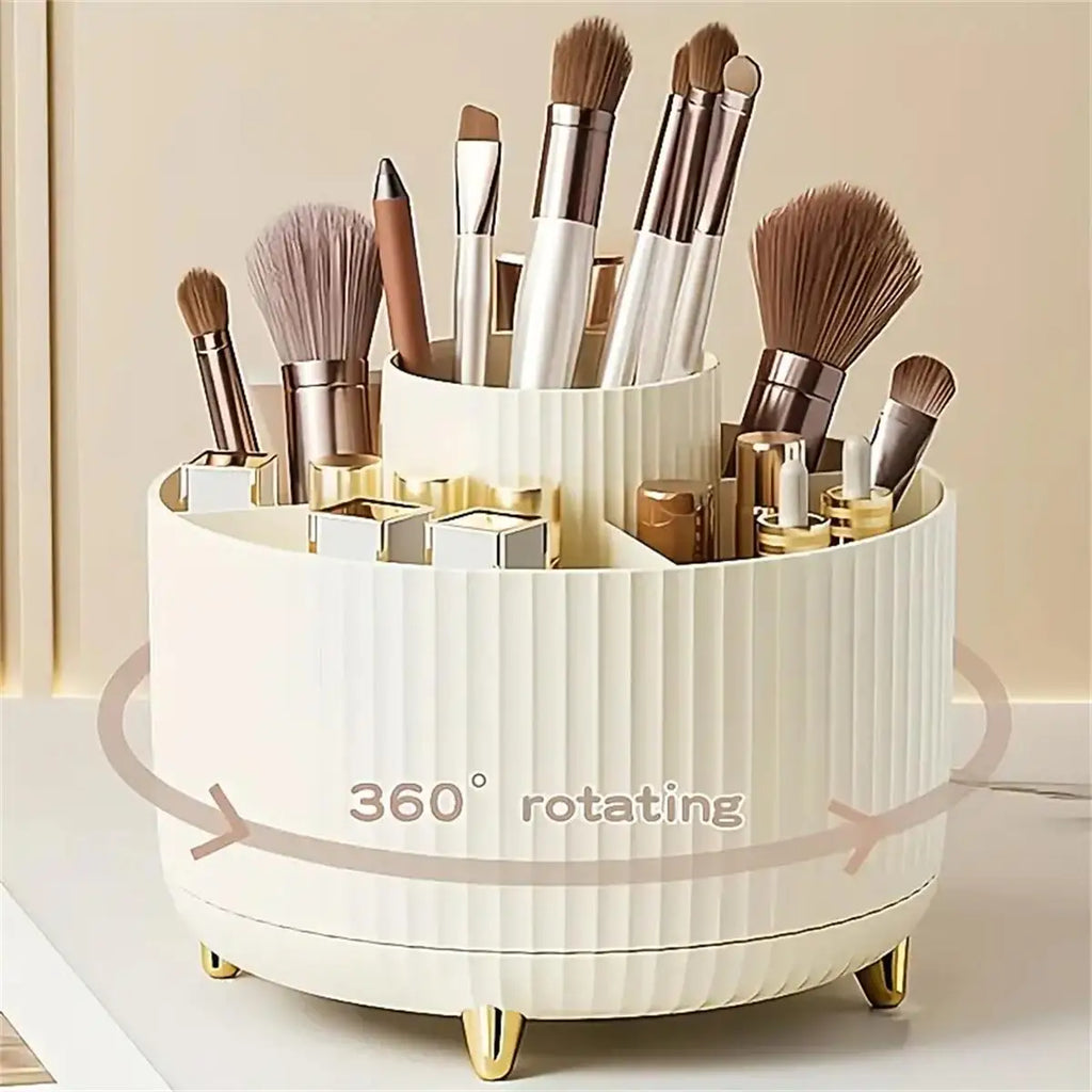 360° Rotating Makeup Organizer – 5 Compartment Storage