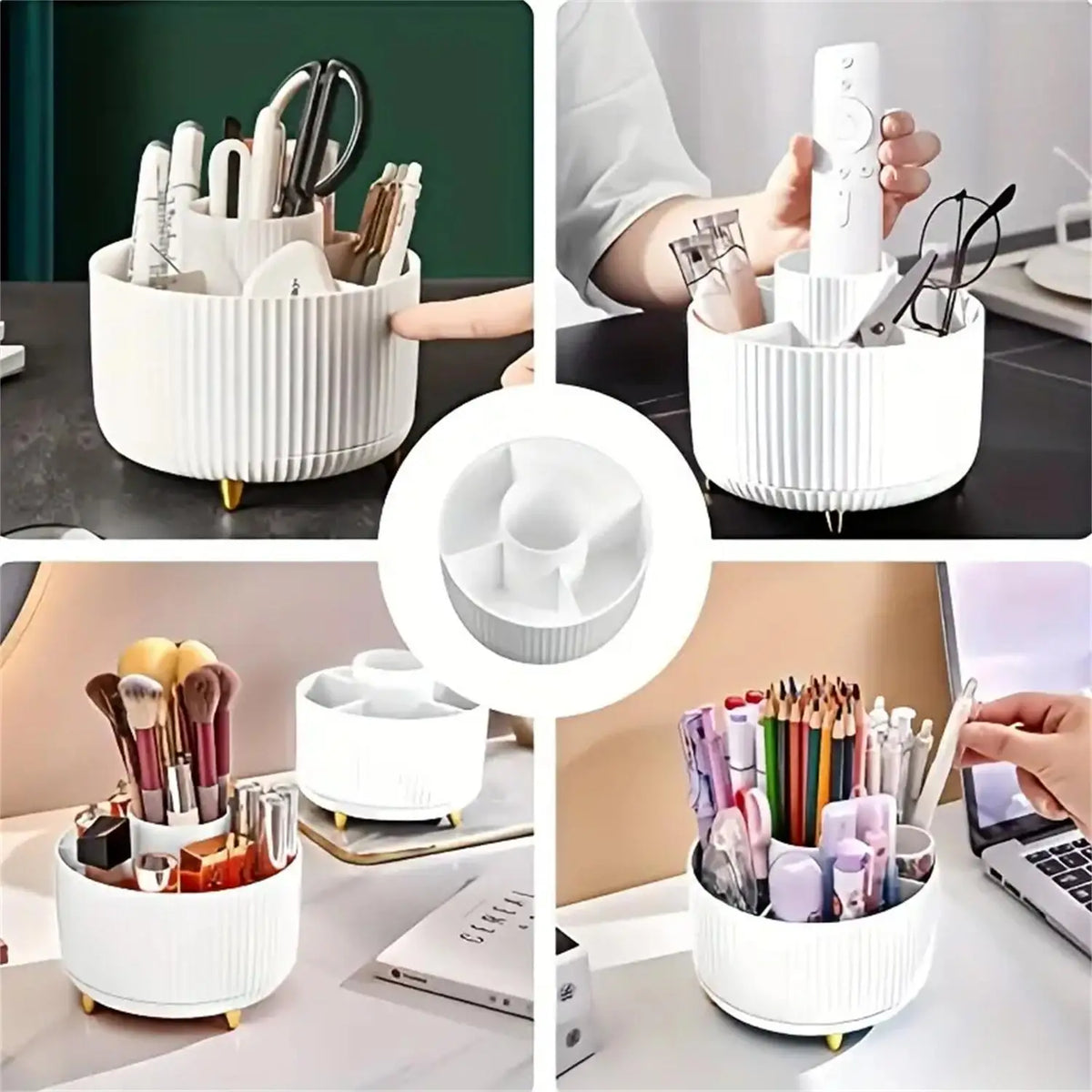 360° Rotating Makeup Organizer – 5 Compartment Storage