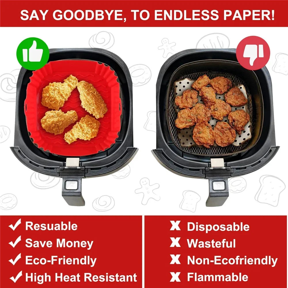Reusable Silicone Air Fryer Liner – Non-Stick Baking Tray