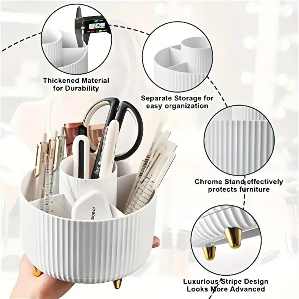 360° Rotating Makeup Organizer – 5 Compartment Storage