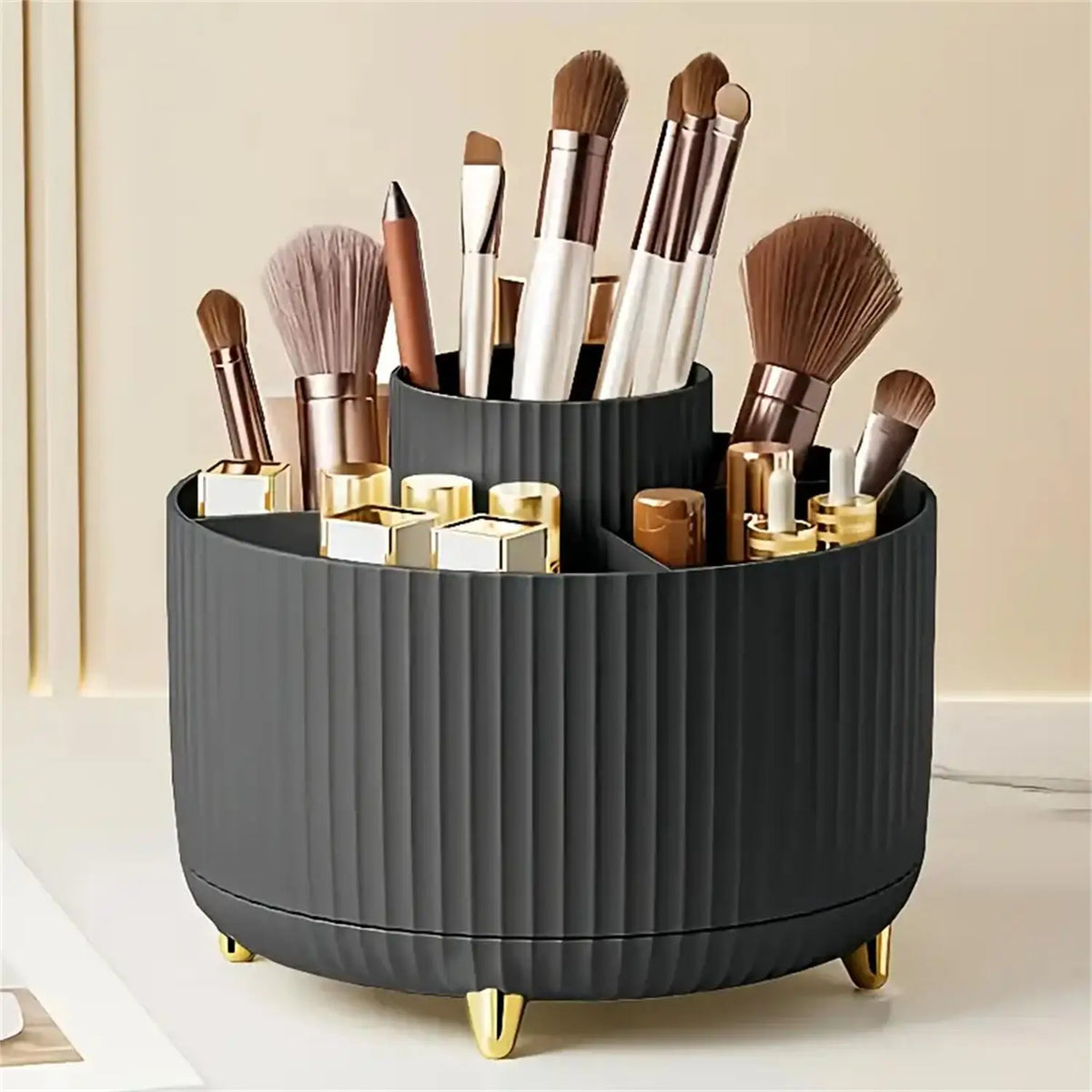 360° Rotating Makeup Organizer – 5 Compartment Storage