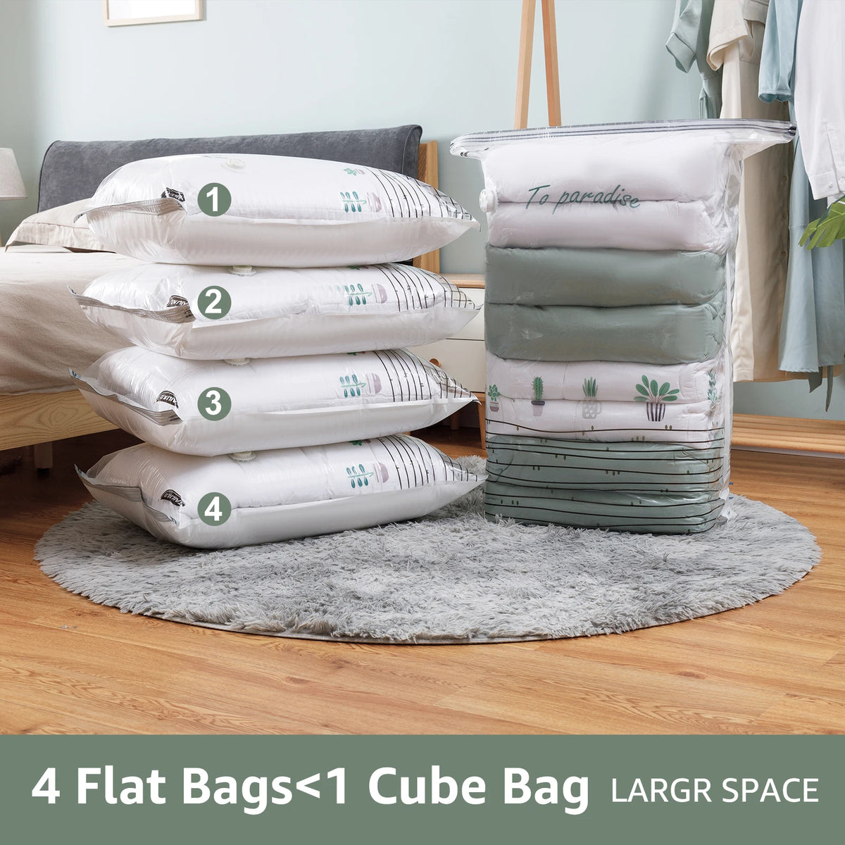 Cubic Compression Storage Bags – No Pump Required.