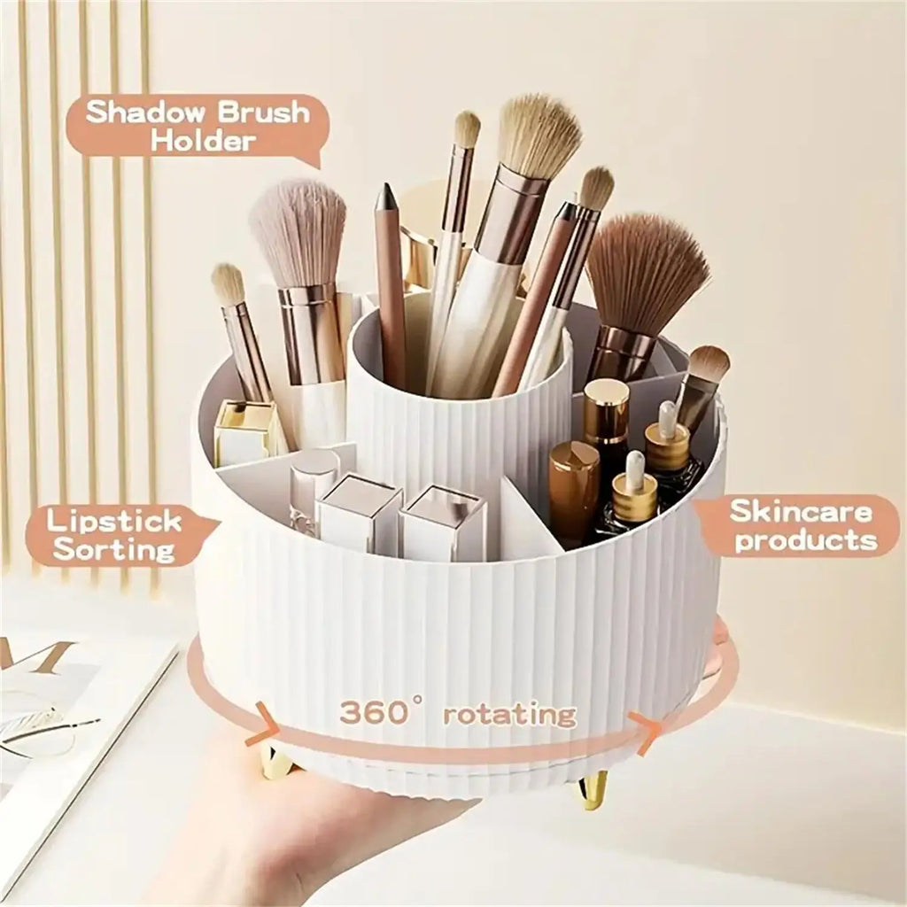 360° Rotating Makeup Organizer – 5 Compartment Storage